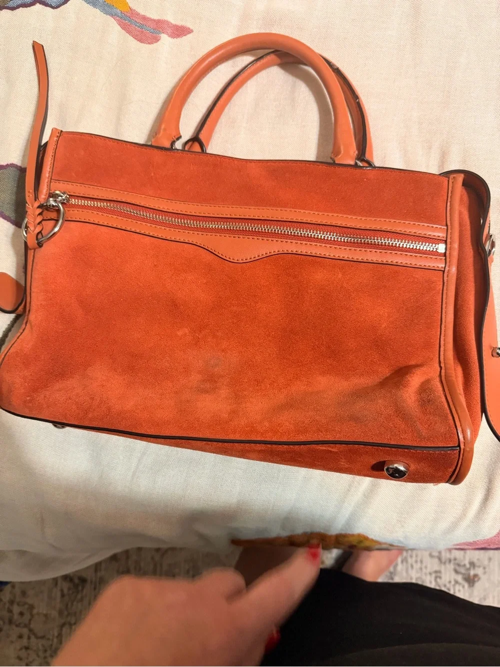 Rebecca Minkoff Orange Suede Top-Handle Satchel
